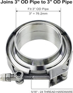 3 inch V Band Clamp - 4 sets of Quick Release Vband Exhaust Clamp with Flange Stainless Steel for Automotive exhaust system, turbocharger, downpipe and mufflers (3" - 4 Pack)