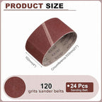 HARFINGTON 4 x 21 Inch Sanding Belts, 24 Pcs 120 Grits Aluminum Oxide Abrasive Belt Sander File Belt for Woodworking, Metal Polishing, Knife Sharpener