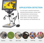 Koolertron 7 inch LCD Digital Microscope with 32G TF Card, 12MP 1080P USB Microscope Camera with Remote Control, PC View, Fill Lights for Coin, Plant, Rock, Circuit Board