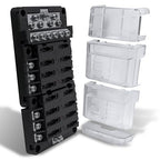 True Mods 12 Way Fuse Block with 12 Ground Negative Busbar for Automotive [12V - 32V DC] [100 Amp Max] [Modular Design] [ATC/ATO Fuses] [LED Indicator] Auto Marine Ground Terminal Fuse Box