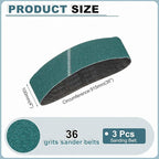 HARFINGTON 4 x 36 Inch Sanding Belts, 3 Pcs 36 Grit Zirconia Abrasive Belt Sander File Belt for Woodworking, Metal Polishing, Knife Sharpener