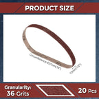 20 Pcs Sanding Belts 1/2 x 18 Inch 36 Grit Aluminum Oxide Abrasive Sandpaper for Belt Sander Metal Grinding Wood Working Weld Rust Removal