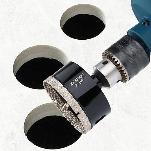 2-3/4 inch Diamond Hole-Saw Bits with Pilot Drill Bit -2-3/4" Diamond Tipped Tile Hole Saws with Guiding Bit Accurate Drilling for Porcelain Tile Ceramic Pottery Granite Stone Glass Bottles 70mm