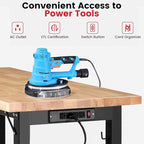 Workbench for Garage 48 Inch Work Bench with Wheels Adjustable Height Work Bench with Pegboard, Power Outlets for Woodworking, Home, Office, Workshop
