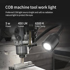 LED Work Lights - 450 Lumens COB Lamp, Flexible Gooseneck, Screw-Fixed Base, Ideal for Machine Tools, Lathe Workbenches