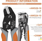 Wire Stripper and Crimping Tool Kit,AWG 24-10 Automatic Stripper Tool with AWG 28-16 Ratchet Wire Crimper For Open Barrel Connectors