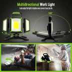 SYLSTAR 30W Rechargeable Work Light, 3000LM Magnetic Work Light with 5 Modes, 360° Rotatable&Foldable Led Work Light, Waterproof Portable Work Light for Garage, Job Site, Camping, Car Repairing