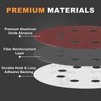 100Pcs 220 Grit Sanding Discs 5 Inch 8 Hole: Woodworking/Metalworking Round Medium Hook and Loop Sandpaper for Random Orbital Sander