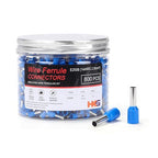 HKS 800PCS Wire Ferrule Connectors - AWG 14-2.5mm² Copper Barrel Pin Cord Ends Insulated Ferrules Terminals - E2508 Blue