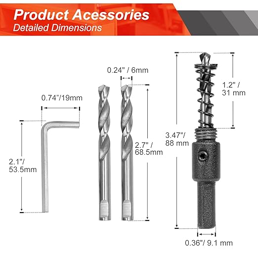 2-1/8 Inch Hole Saw with 9.1mm Triangle Shank Arbor, JTemgle Bi-Metal Hole Saw Heavy Duty Hole Cutting Tool for Cornhole Boards, Recessed Lights, Wood, Plastic, Drywall & Soft Metal