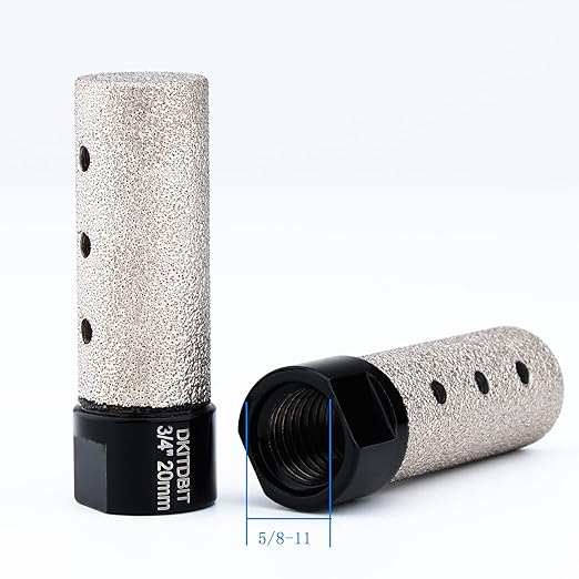 Diamond Coated Finger Bit, 3/4" Tile Milling Bit to Enlarge Grind Polish Shape Holes on Porcelain Ceramic Marble Granite Tile Countertop, with 5/8-11 Thread to 3/8" Hex Shank Adapter, Diameter 20mm