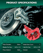SCITOO Rear Left Brake Caliper With Bracket 19-B2069 Red Compatible For Acura TSX 2004-2008 For Honda For Accord 1998-2007