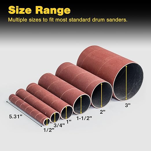 Dark Stone Sanding Sleeves for Spindle Sander 4-1/2" Length (80 Grit, 3")