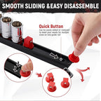 Magnetic Socket Organizer, 1-Piece Heavty Duty ABS Socket Holder, Socket Rail for Tool Box, Premium Quality 360° Swivel Socket Rack with 14 Clips for 3/8-Inch(Red)