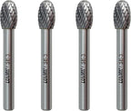 SE-3 Tungsten Carbide Burr Rotary File, Double Cut Oval Burs, 4pcs by LU&MN