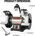 BUCKTOOL 8 Inch 3/4 HP Low-Speed Bench Grinder fit CBN Wheel Professional Wobble-free Wheel Grinder TDS-200C4HL