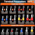 Preciva Ferrule Crimping Tool Kit - AWG 28-5 Self-Adjusting Ratchet Crimper with 1010Pcs Single & 265Pcs Twin Ferrules | Wire Terminal Connectors Kit