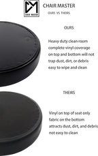 Chair Master Round Vinyl Chair/Stool-Black-for Garage, Counters, Shop, Kitchen, Computer Desks, Drafting Tables. Easy to Clean! (Glides, Low Table 16"-21")