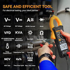 Digital Clamp Meter 6000 Counts Voltage Tester with Auto Range,AC/DC High Voltage,AC/DC Current,DC Power, ACV VFD, Resistance, Capacitance, Diode, Live Wire Test, NCV, True RMS,AC Current Meter LD206+