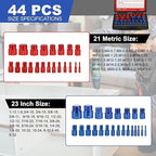 Nut and Bolt Thread Checker - 44 PCS Nut and Bolt Gauges Individually Housed in Case (23 Inch & 21 Metric) Specially Suitable for Size Check on Tricky and Narrow Area