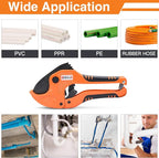 AIRAJ- PVC Pipe Cutter | Cuts up to 1-3/4" (1.75'') | Ratcheting PVC Cutter Tool | PEX Pipe Cutter | V Shaped SK5 Steel Blade | Suitable for PVC/CPVC/PP/PEX/PE Plastic Pipe Cutters