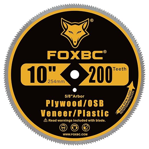 FOXBC 10 inch 200-Tooth Contractor Saw Blade for Plastic, Vinyl Siding, Plywood, OSB, Veneer with 5/8" Arbor - 3 Pack