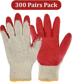 Generic 300 Pairs Red Palm Latex Dipped Work Gloves - Cotton Polyester Shell Safety Protection Gloves - Nitrile Coated - Made in Korea