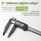 Digital Caliper 0-8" Measuring Tool, Micrometer Caliper with Auto-Off Feature, Interchangeable Between inches and millimeters for Jewelry Measurement and 3D Printing