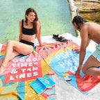 Dock & Bay Beach Towel - Quick Dry, Sand Free - Compact, Lightweight - 100% Recycled - Includes Bag - Pool Party Vibes - Extra Large (200x90cm, 78x35)