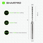 Extra Long Spiral Upcut Router Bit 1/4 Inch Shank 1/8 Inch Cutting Dia. 1-1/4'' CL. 3'' OVL. Carbide Upcut CNC Router Bit, Ideal for Wood Engraving and Plunging Applications