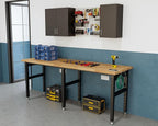 SPECRAFT 72“ Adjustable Heavy Duty Workbench with 4 AC Outlet and 2 USB Ports Power Outlets, 5000 Lbs Capacity, Rubber Wood Top for Garage, Workshop, Office
