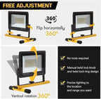 21000 Lumen Work Lights with Stand, 2 Adjustable Head LED Work Light, with Adjustable and Foldable Tripod Stand, Waterproof Lamp with Individual Switch with 6500 Kelvin Color Temperature