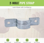 SELECT 25 Pack Lighting 2 Hole 1-1/2 Inch Rigid Pipe Straps for EMT, Heavy-duty Zinc-Plated Steel Clips with Reinforced Rib, Conduit Strap for Pipes, Cables, and Tubes, Snap-On Installation