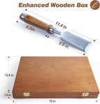 10 Pieces Wood Chisel Set, 1/4"~2" Woodworking Chisel Kit with Sharp CR-V 60 Steel Blades, Wooden Box, Honing Guide, Sharpening Stone for Carpenter Craftsman Woodworker