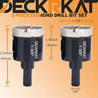 1-3/8 Inch Diamond Hole-Saw Bits with Pilot Drill Bit - 2pc 1-3/8" Diamond Tipped Tile Hole Saws with Guiding Bit Accurate Drilling for Porcelain Tile Ceramic Pottery Granite Stone Glass Bottles 35mm