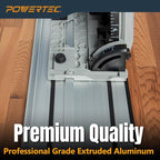 POWERTEC 110" Track Saw Guide Rail Joining Set for Kreg Track Saws, Include 2x55" Extruded Aluminum Guide Rail and 2 Rail Extension Connectors Perfect for Repeatable Rip Cuts & Crosscuts (71991)