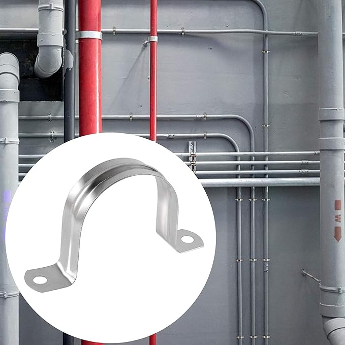 30 Pcs 1.2inch Rigid Pipe Strap,Two Hole Stainless Steel Strap U Bracket, Widened Tube Strap Tension Clip Assortment Kit Heavy Duty Pipe Clamp for Pipe Fixing（40mm）