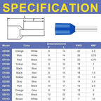 haisstronica 1000PCS Wire Ferrules Connectors,Black AWG14 Wire End Ferrule Terminals,Crimp Pin Cord End Terminals