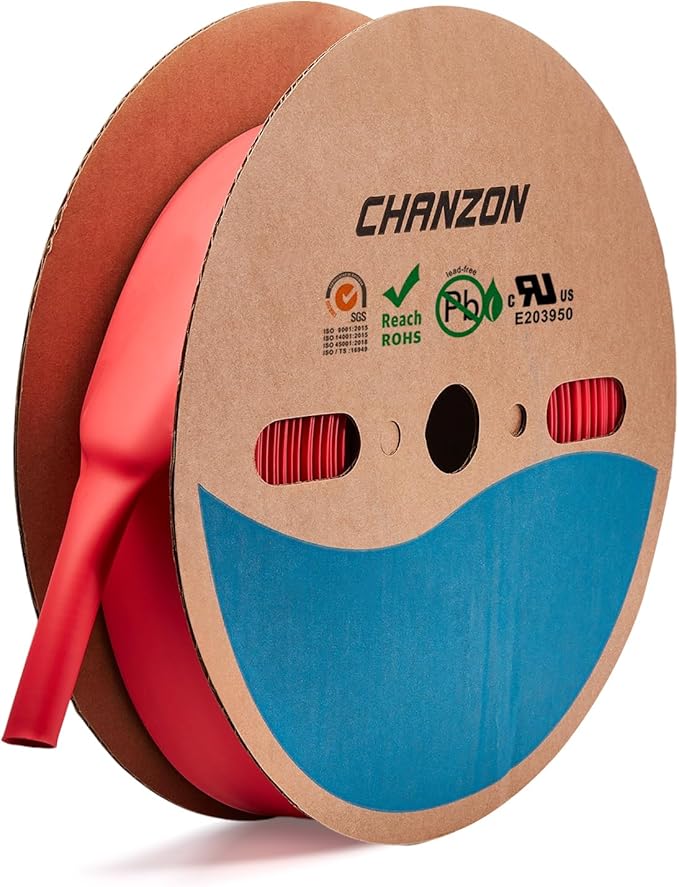 Chanzon 2:1 Ratio - 80Ft Roll - 1-9/16" (40mm) Heat Shrink Tubing 2:1(25M Total Length) Red Polyolefin Sleeving Wrap Shrinking 2 to 1 1pcs
