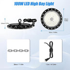 loyal 6 Packs 100W UFO LED High Bay Light, 10000LM LED High Bay Shop Light, 6000K Daylight LED Bay Light with 1.2M Cable US Plug, Commercial High Bay Lighting for Warehouse Workshop Garage Factory