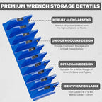 40PCS Magnetic Wrench Organizer Holder - Wrench Tool Organizers for Tool Drawer Storage, Wrenchs Storage Set with Metric & SAE Label, Organization Tool Gift for Professional Mechanics Men, Blue