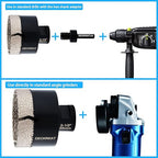 Diamond Hole Saw, 2-1/2" Hole Saw for Tiles Granite Marble Ceramic Glass Porcelain, 65mm Core Drill Bit with 5/8-11 Thread and 3/8” Hex Shank Adapter for Angle Grinders & Drills