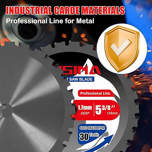 5-3/8" Circular Saw Blade, TCT Metal Cutting Saw Blades with 30T & 5/8" Arbor, Professional for Iron Steel Aluminum Stainless Steel Ferrous Metals