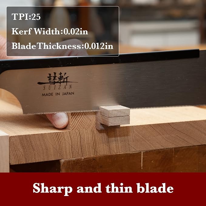 SUIZAN Dozuki Dovetail Saw 9.5" Crosscut - Professional Japanese Pullsaw Handsaw Woodworking Tools