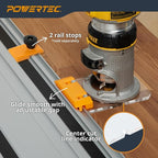 POWERTEC 72019 Router Guide Rail Adapter for DeWalt DWP611 and DCW600B Fixed Base Trim Routers - Compatible with Powertec, Makita, Festool, Milwaukee, Kreg ACS, WEN, Triton, Ridgid Guide Rails