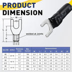 haisstronica Non Insulated Wire Connectors Kit，100pcs #10 Fork Terminals (AWG 22-16) with 100pcs 3:1 Heat Shrink Tubing for Automotive Marine，Brazed Seam Wire Crimp terminals