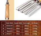 ATOPLEE 4 Pieces Wood Chisel Set for Woodworking, Professional Wood Chisel Tool Carpenter Gouge CR-V Steel Semi-Circular Edge Sharp Blade 8mm(5/16")/12mm(1/2")/18mm(3/4")/25mm(1") (Full Size-4PCS)
