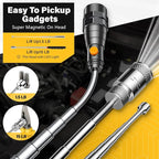 Magnetic Pickup Tool Set with 15lb&1lb Pick Up Rod, Round&Square 360 Swivel Adjustable Inspection Mirror and Telescoping Flexible Flashlight, Birthday Gifts For Men, Dad, Husband, Father