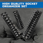 DISEN Magnetic Socket Organizer Set 6PCS Socket Holder Holds 150 Pieces 1/4", 3/8", 1/2" Drive Metric & SAE Socket Trays for Tool Box Drawer (Socket not Included)