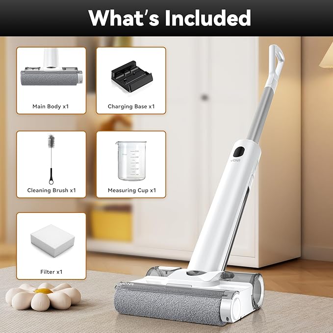JONR S20 Pro Cordless Wet Dry Vacuum Cleaner, 180°Lay-Flat Design, Lightweight Vacuum Mop with Self-Cleaning, Self-Drying and Edge Cleaning, Floor Cleaner for Tiles and Hard Floors